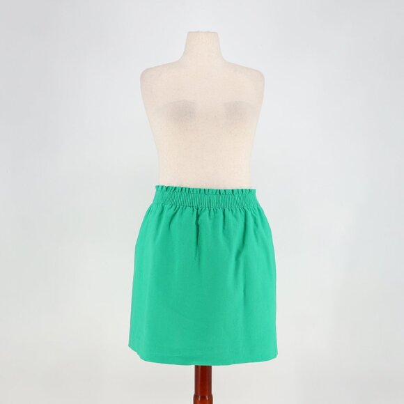J.CREW FACTORY Linen-Cotton Blend City Pull-On Skirt Green Size 14 - Picture 2 of 7